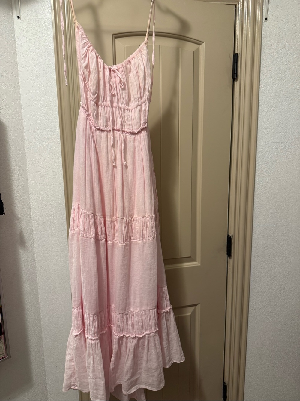 Free People Light Pink Tiered Spaghetti-Strap Maxi Dress